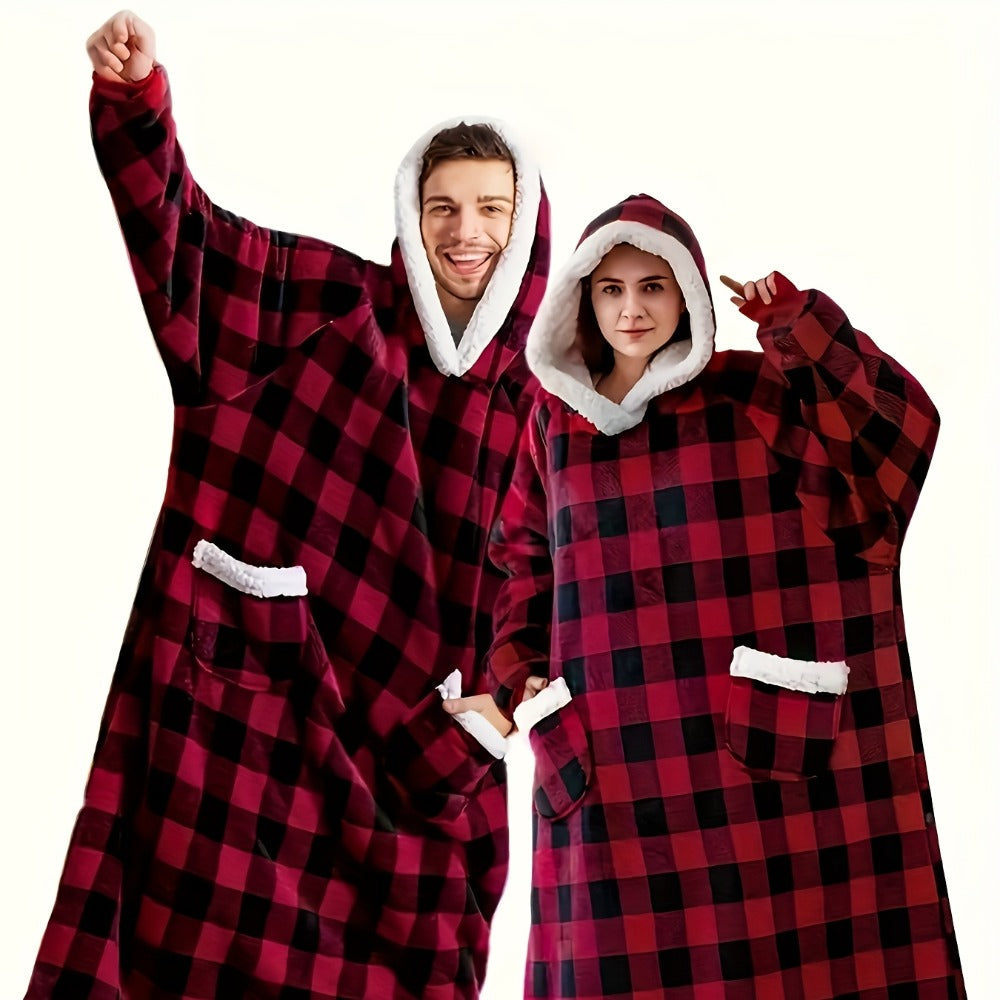 Wearable Blanket Hoodie – Oversized Flannel Sweatshirt Blanket with Pockets for Women & Men, 450-500gsm Thick Warm Winter Cozy - product image