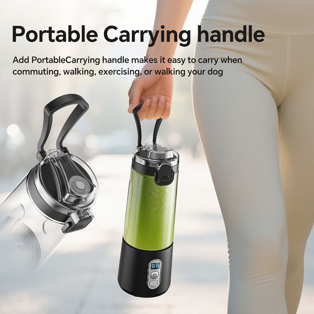 Portable Smoothie Blender USB-C Fast Charge 6-Blade Stainless Steel – Digital Timer Battery Display High-Speed Ice Crush No-Spill Lid | Protein Shake Gym Travel Blender in Black Pi - product image 17