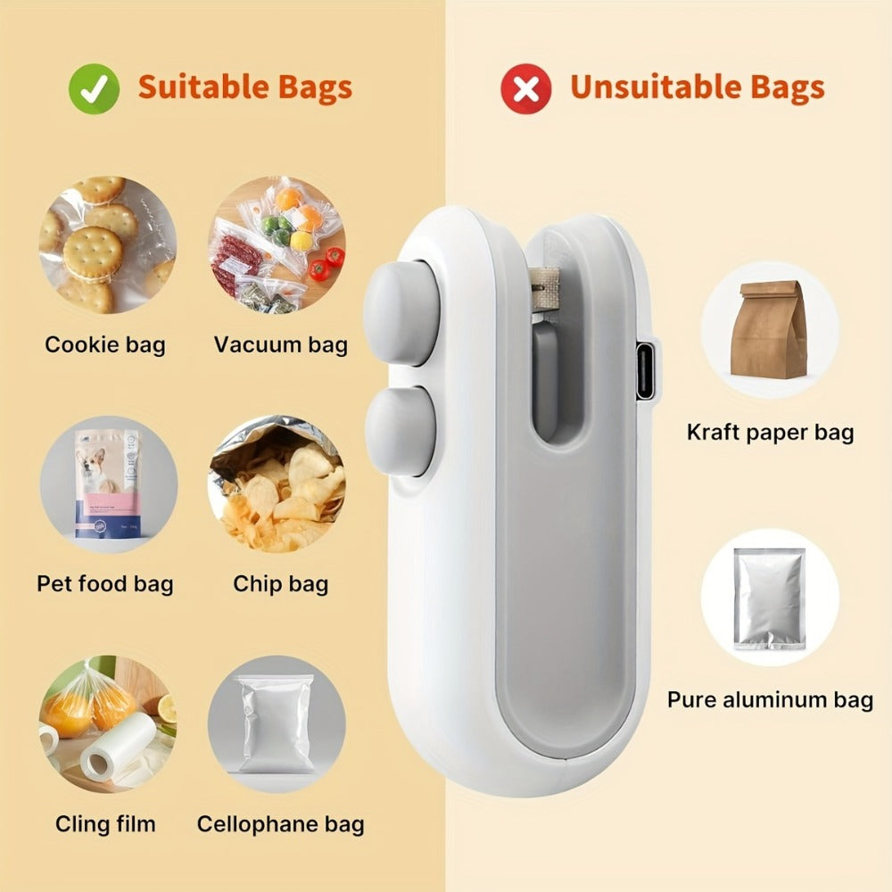 Mini Bag Sealer 2-Pack USB-C Rechargeable 2-in-1 Heat Seal with Cutter – Magnetic Storage Bag Resealer for Plastic Snack Food Bags | Airtight Freshness Keeper Portable Kitchen Gadg - product image 5