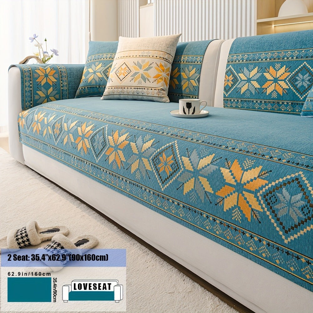 Chenille Sofa Slipcover 1pc Boho Vintage Style - Luxury Non-Slip Removable Four Seasons Universal Couch Cover | Armrest 1 2 3 4 Seater | Dark Gray Light Gray Blue | Living Room Hom - product image 23