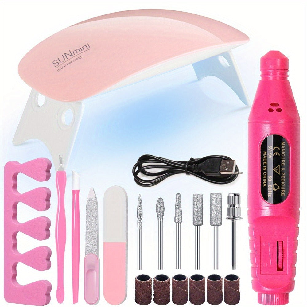 Gel Nail Manicure Kit 7-in-1 with LED Lamp – Stainless Steel Nail Art Tool Set, Cuticle Remover, Nail File, Polisher & Finger Separator, Complete Salon & Home DIY Nail Care Kit for - product image 4