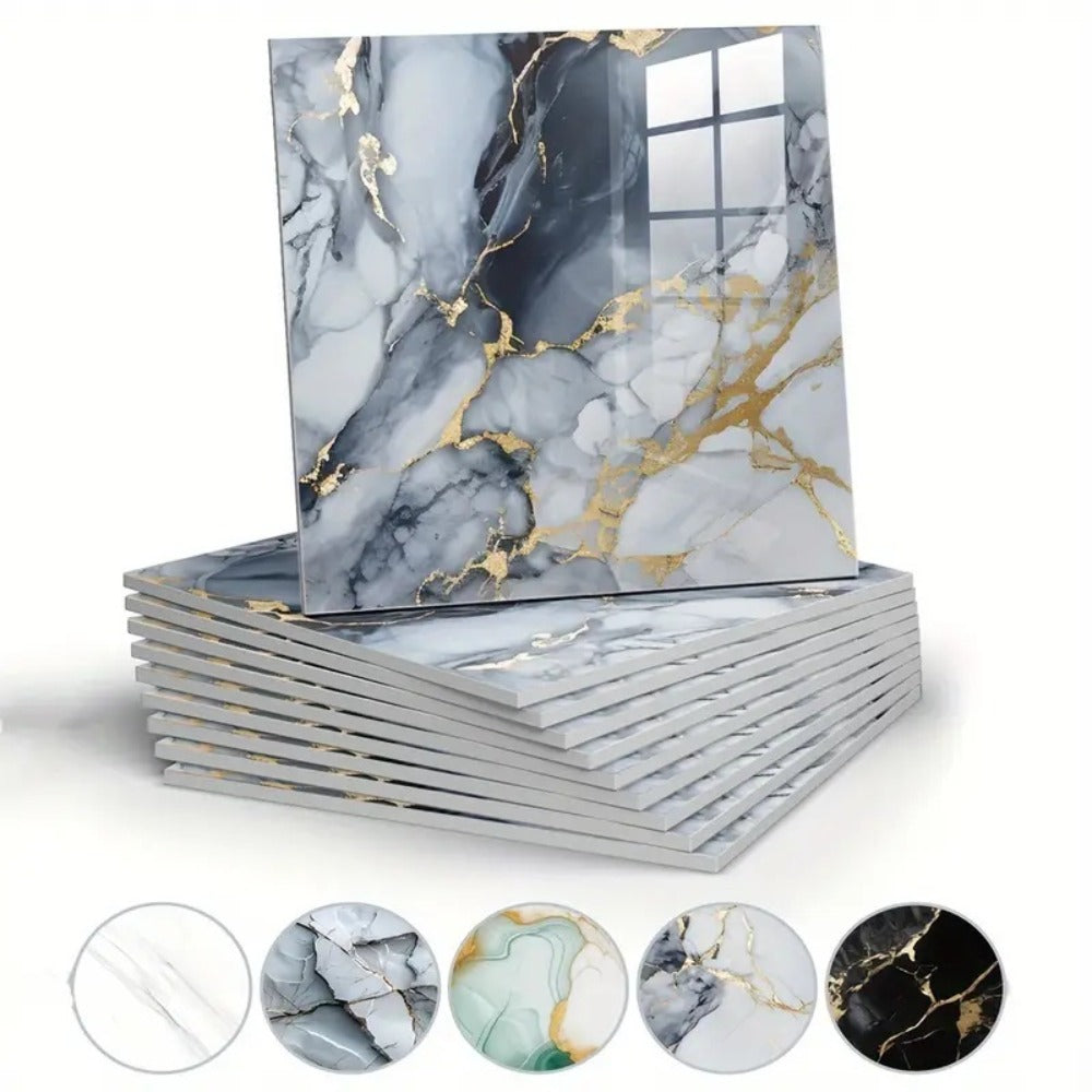 Self-Adhesive PVC Marble Tile Stickers 20pcs 30x30cm Waterproof Wall Panels for Bathroom Kitchen Living Room Backsplash Decor - product image 16