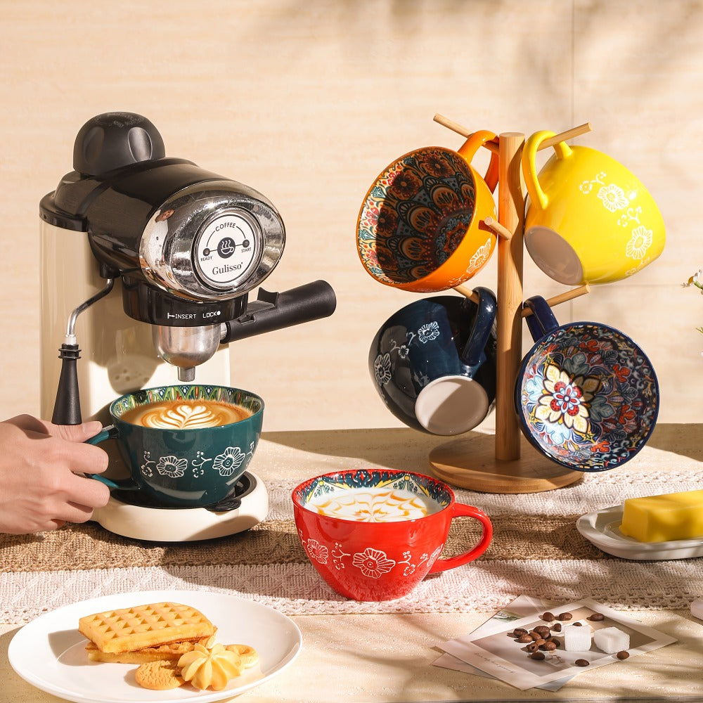 Bohemian Ceramic Coffee Mugs Set of 6 – 15 Oz Large Capacity Breakfast Mug – Microwave Safe for Hot & Cold Drinks – Unique Boho Drinkware Gift for Halloween, Thanksgiving & Christm - product image 7