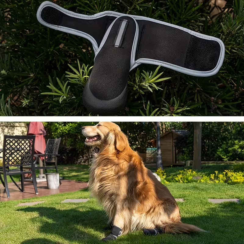Dog Boots Waterproof Non-Slip Reflective Shoes for Medium & Large Dogs | Soft Wear-Resistant Paw Protector with Safety Reflective Tape, All-Season Dog Footwear - product image 4