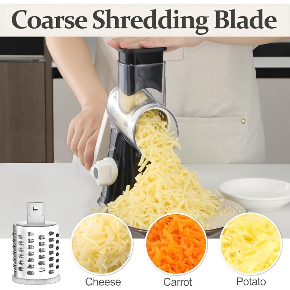 Rotary Cheese Grater with Hand Crank – 3 Interchangeable Blades for Cheese, Vegetables & Nuts, Non-Slip Suction Base, Includes Cleaning Brush – Manual Cheese Shredder for Kitchen ( - product image 15