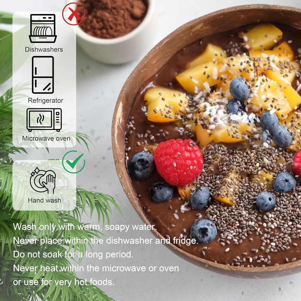 Coconut Shell Bowls Polished Handmade Natural Wooden Bowls for Smoothie, Acai, Fruit, Salad & Yogurt — Rustic Decorative Serving Bowls, Eco-Friendly Vegan Kitchen Gift | 3 or 12 Pa - product image 8