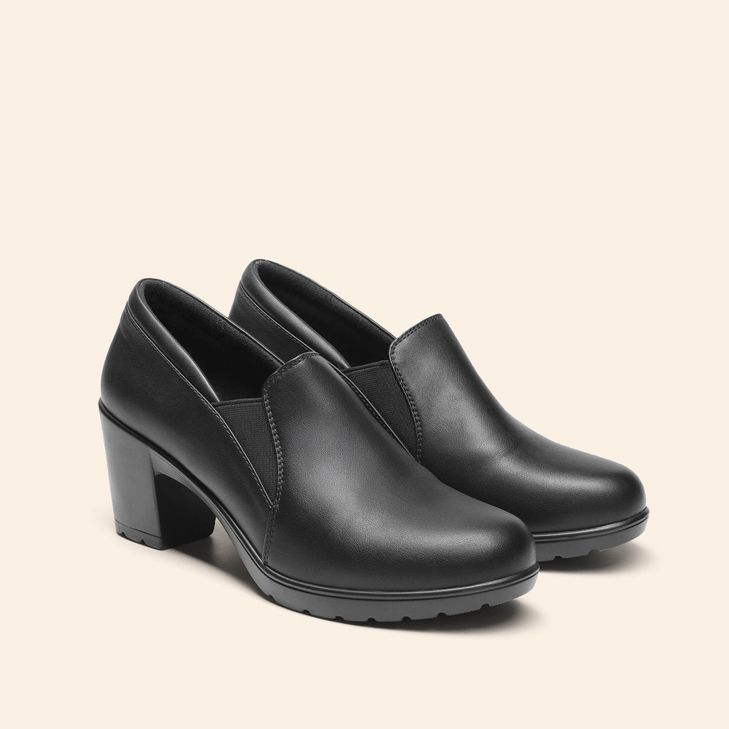 Women's Low Chunky Block Heel Slip-On Pumps - Round Toe Dress Loafers with Cushioned TPR Sole, Low Block Heels Suitable for Office, Business, Casual Wear - product image 16