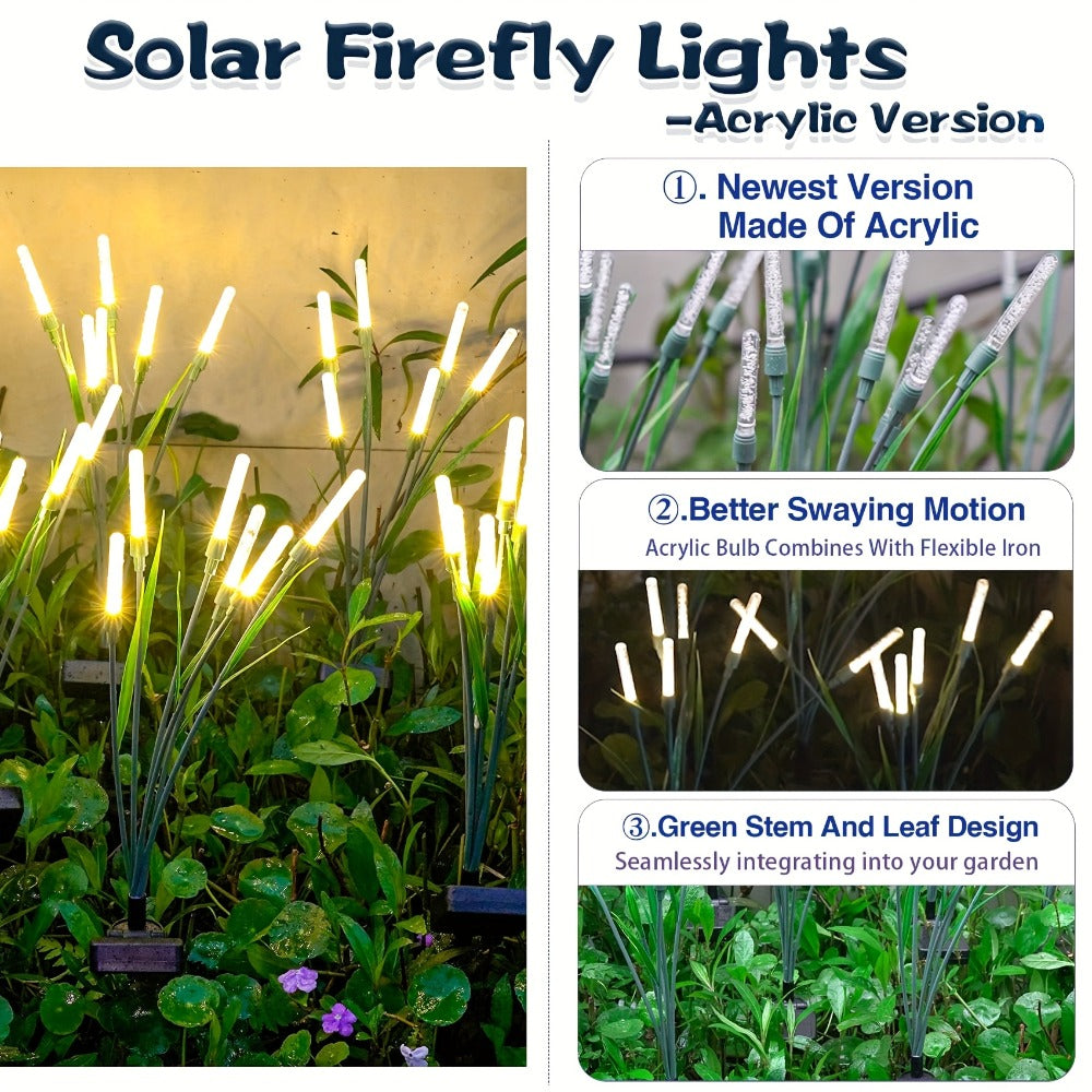 Solar Bubble Pathway Lights Outdoor 4 Pack – IP44 Waterproof Acrylic Reed Stake Lights Auto On/Off Dusk to Dawn | Warm White Solar Powered LED for Garden, Yard, Driveway, Walkway & - product image 2