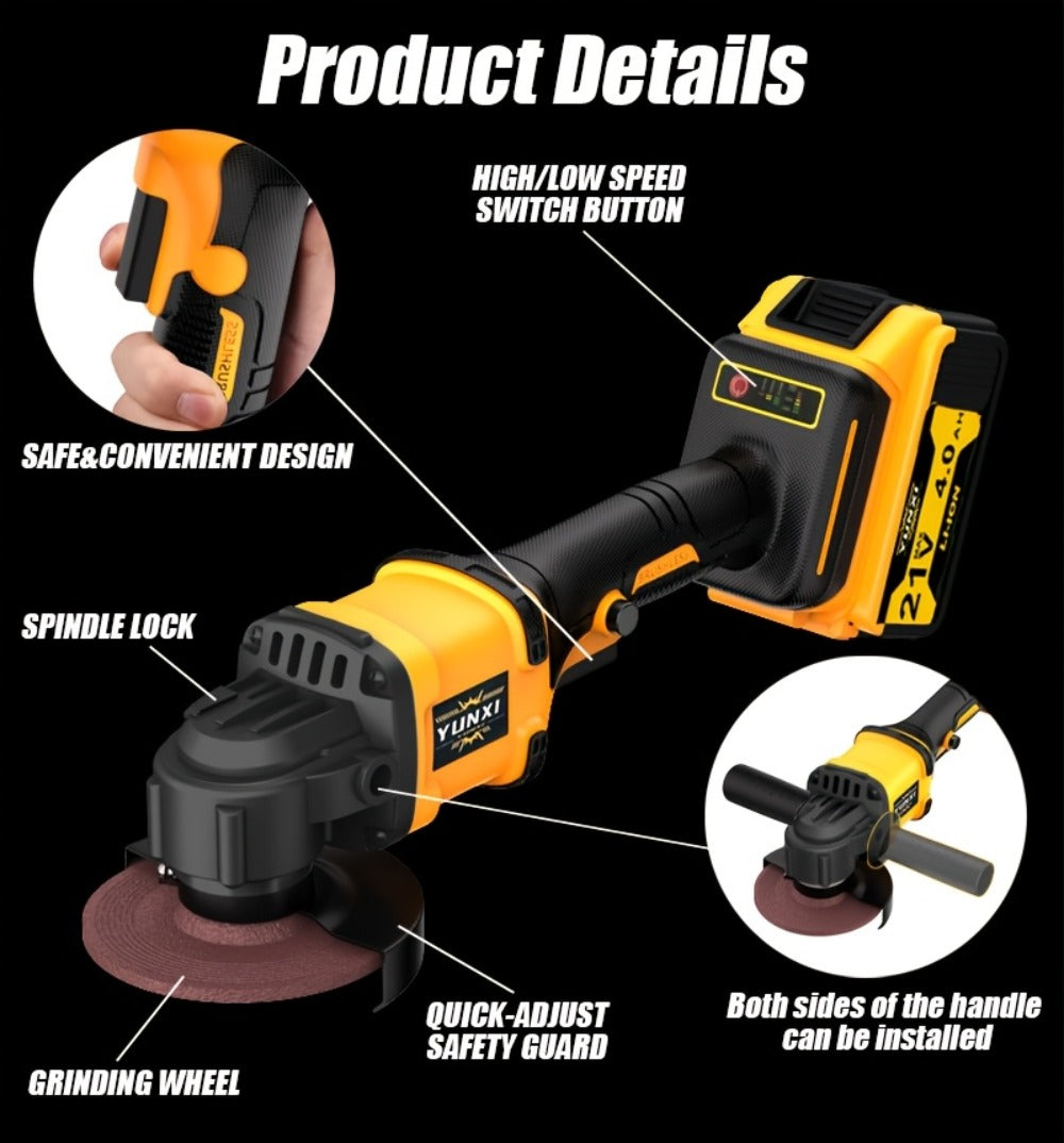 Rechargeable Angle Grinder Cordless Lithium Battery Polishing Rust Removal Tool Lightweight Handheld Grinder for Men Women - product image 10