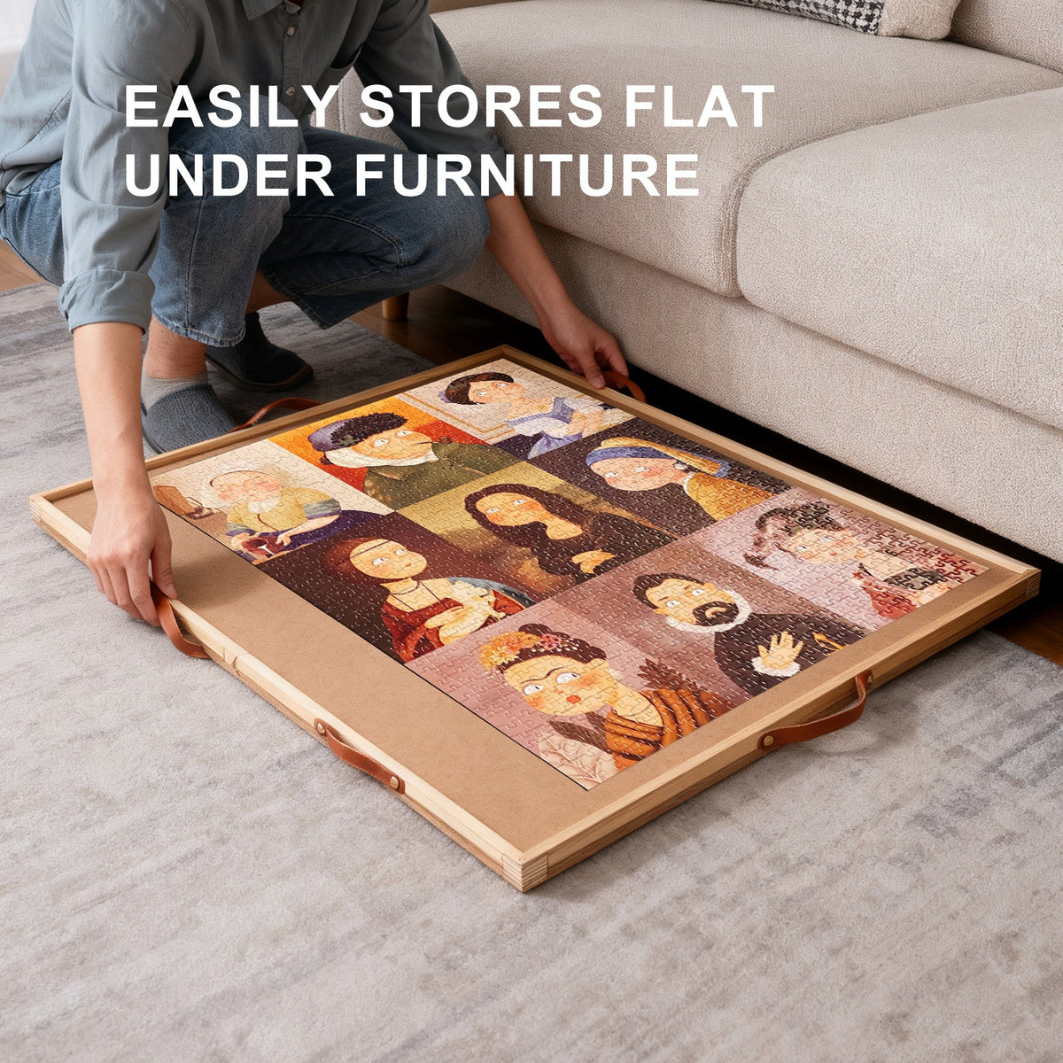 Large Puzzle Board Organizer with Dust Cover for 1500 Pieces, Ergonomic Gift for Adults & Seniors – Jigsaw Puzzle Table 35"x27" with 360° Rotating Turntable - product image 8