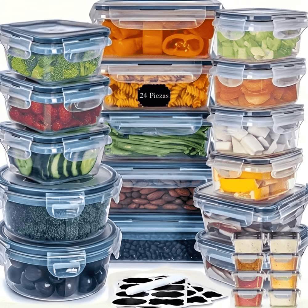 48 pcs Set, Including 6/12/24 Boxes and 6/12/24 Lids Food Storage Box Set, Refrigerator Storage Box Sealed and Leak-Proof, Bpa-Free, Reusable Lunch Box with - product image