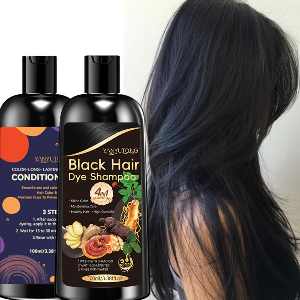 Gray Hair Coverage Shampoo and Conditioner Set — 4-in-1 Hair Dye with Ginger & Herbal Extracts, Long-Lasting Color for Women & Men, Gentle Moisturizing Formula, 3 Shades Available - product image 8