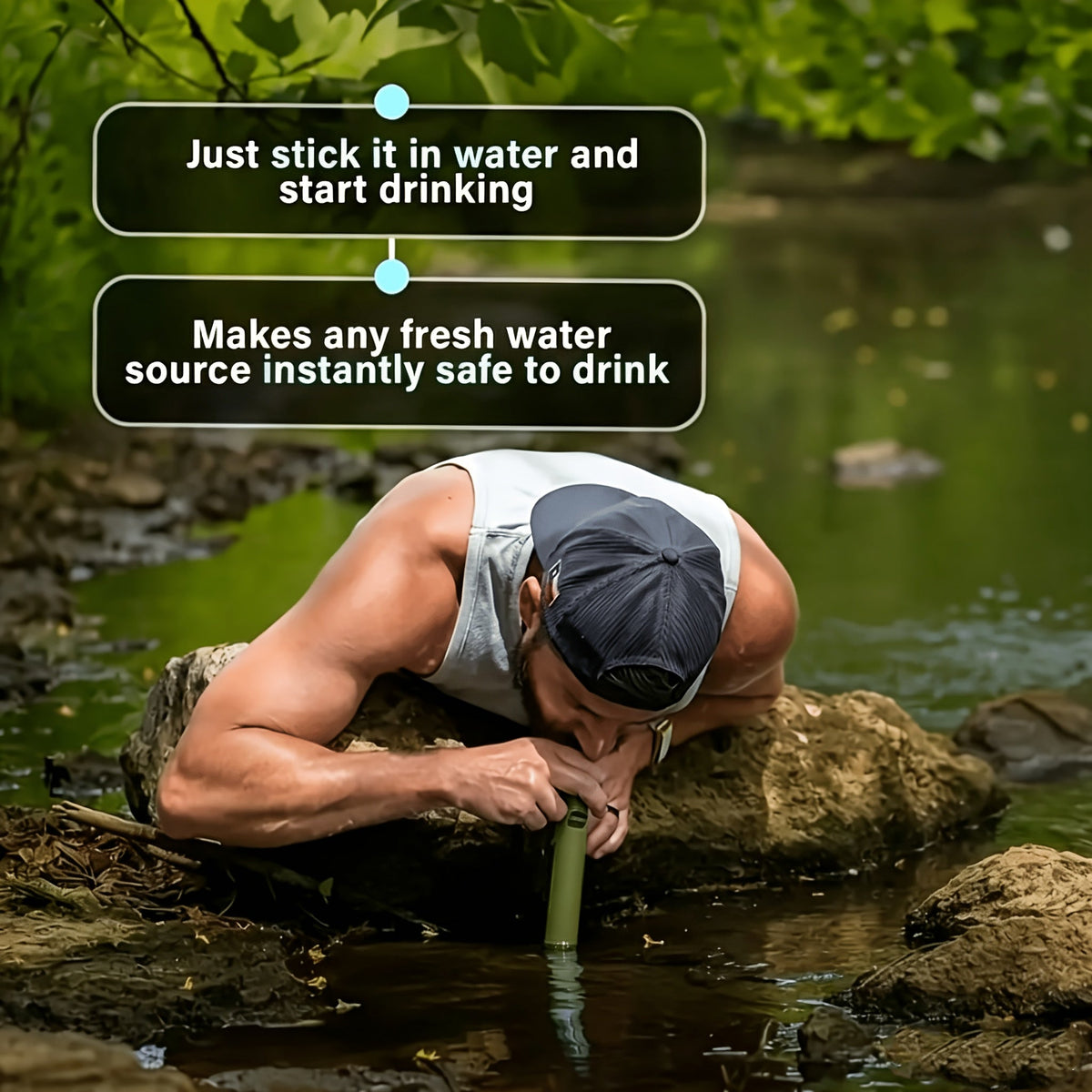 0.2 Micron Filtration, Filters Up to 10000 Gallons, BPA-Free Survival Water Purifier | Portable Water Filter Straw for Camping, Hiking & Backpacking