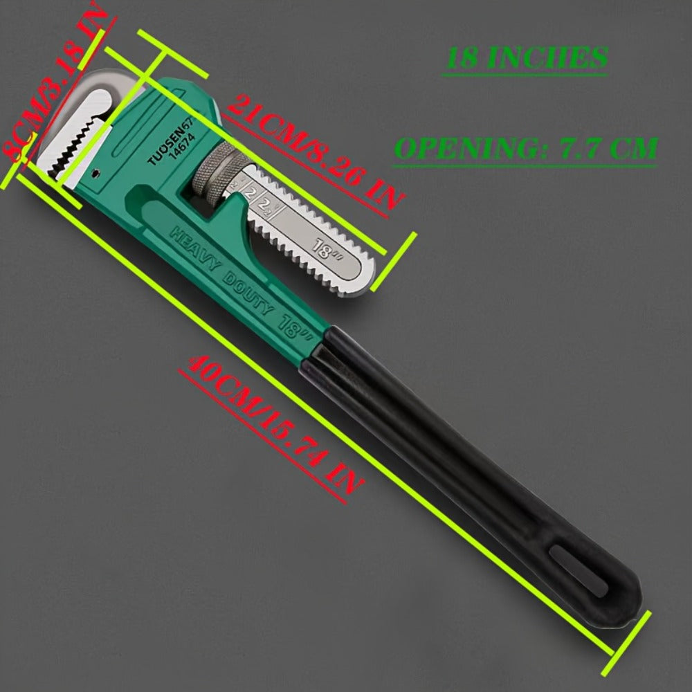 Pipe Wrench Professional Heavy Duty - 8", 12" & 18" CR-V Alloy Steel Plumbing Wrench, Non-Slip Ergonomic Handle, 1500 lbs Torque, Fits 1/2"-4" Pipes, for Plumbing, Automotive & Ind - product image 5