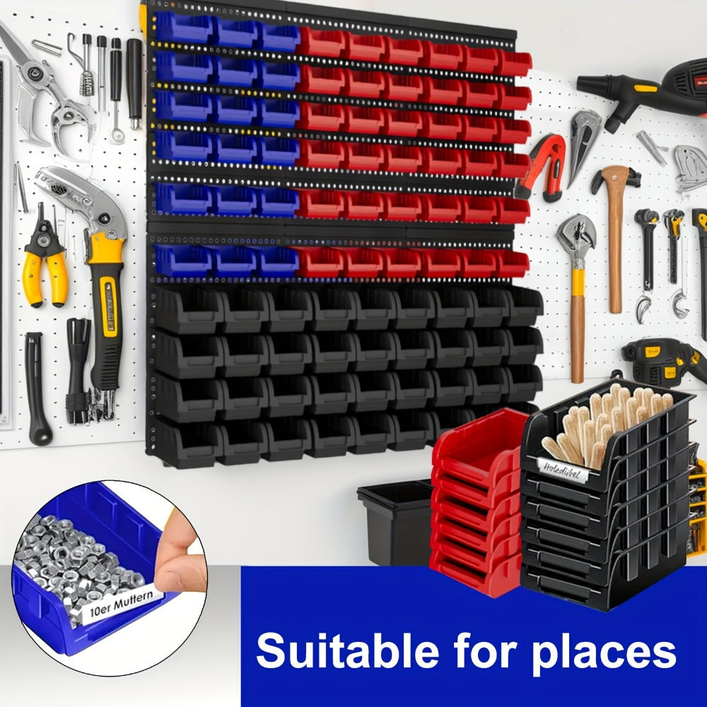 Wall Mounted Storage Bin Rack System – Heavy Duty Small Parts Organizer for Screws, Nuts, Bolts & Nails | Stackable Garage Workshop Tool Storage Rack | 30/60/90 Bins Hardware Organ - product image 6