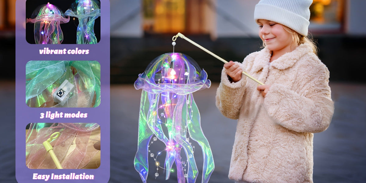 Jellyfish Lantern Party Decorations 5 Pack – Colorful Translucent Ribbon Hanging Lights for Halloween Christmas Wedding Birthday, Indoor Outdoor Festive Event Decor (Crystal Ribbon - product image 14