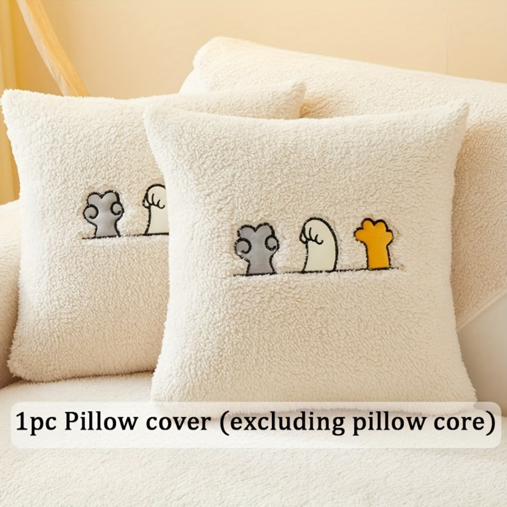 Plush Shearling Sofa Cover Non-Slip Pet-Friendly Couch Protector Animal Bone Embroidery Soft Warm for Living Room Bedroom Office 2 3 4 Seater - product image 20