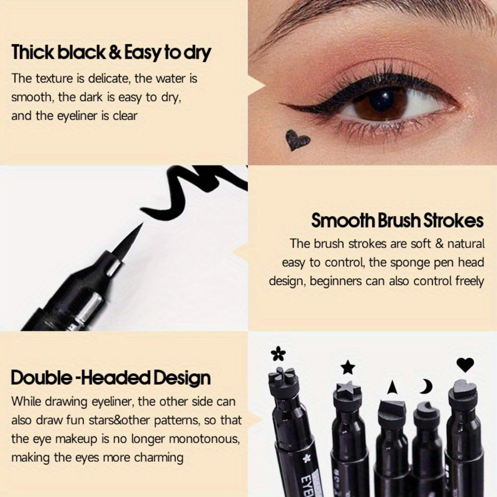 Winged Eyeliner Stamp Pen Set Double-Ended 8 Wing Styles Waterproof Quick-Dry Liquid Liner Kit for Beginners Red Black Cat Eye Makeup Tool Symmetrical Flick - product image 8