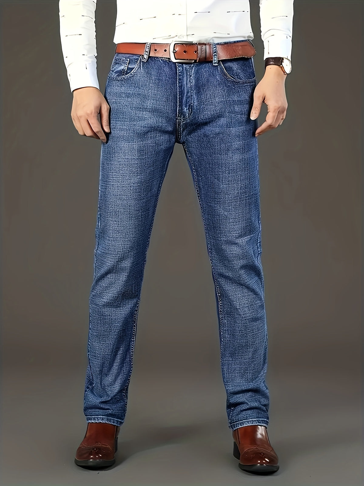 Mens For Jeans Men's Solid Denim Jeans, Light Business Style Slightly Stretch Straight Leg Pants For Outdoor Casual Daily Pantalones Para Hombres Mens Clothes Men Jeans Ropa De Hombre Jeans De Hombre