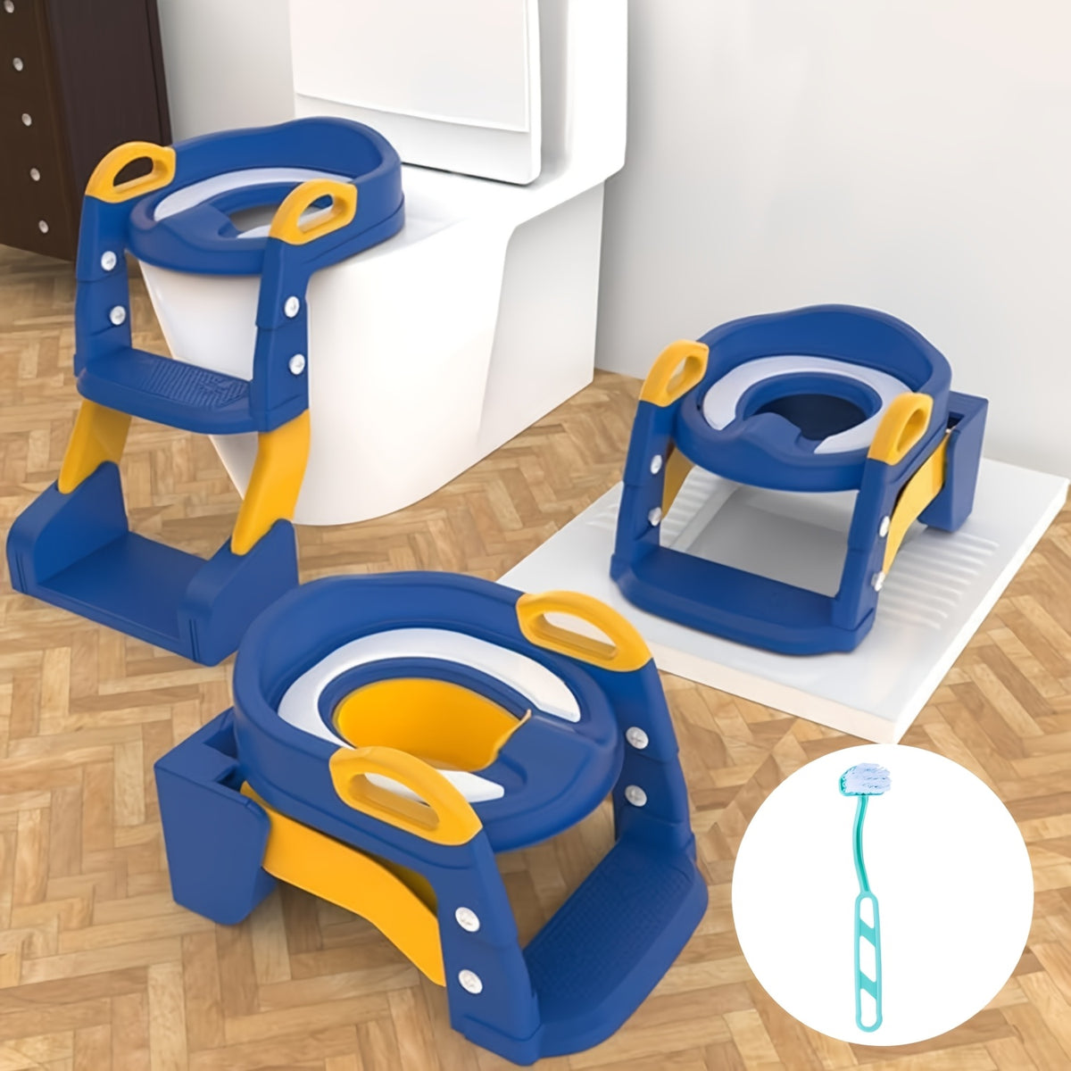 2-In-1 Toilet Potty Training Seat with Step Stool Ladder, Safe and Comfortable Potty Chair with Anti-Slip Design, Adjustable Height, Foldable for Easy Storage - product image 7