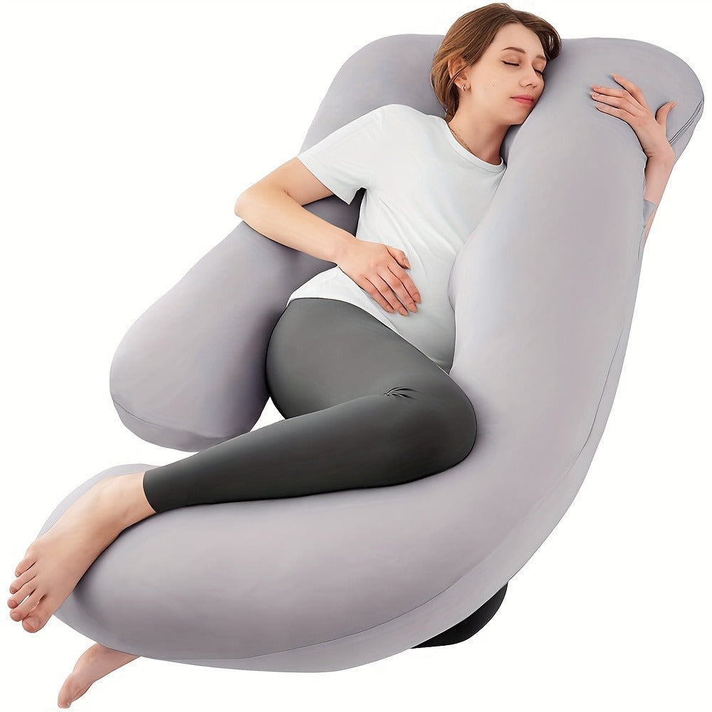 Maternity Pillow Full Body Pillow J-Shaped Pregnancy Pillow with Removable Cover Back Leg Tummy Support Multiple Styles & Sizes - product image 19