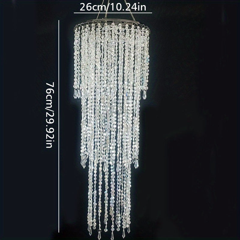 Crystal Beaded Chandelier Lampshade Acrylic Sparkling Droplets Elegant Ceiling Light Fixture Cover for Wedding Party Home Decor Multiple Sizes Branch Style Beadwork Pendant Shade - product image 18