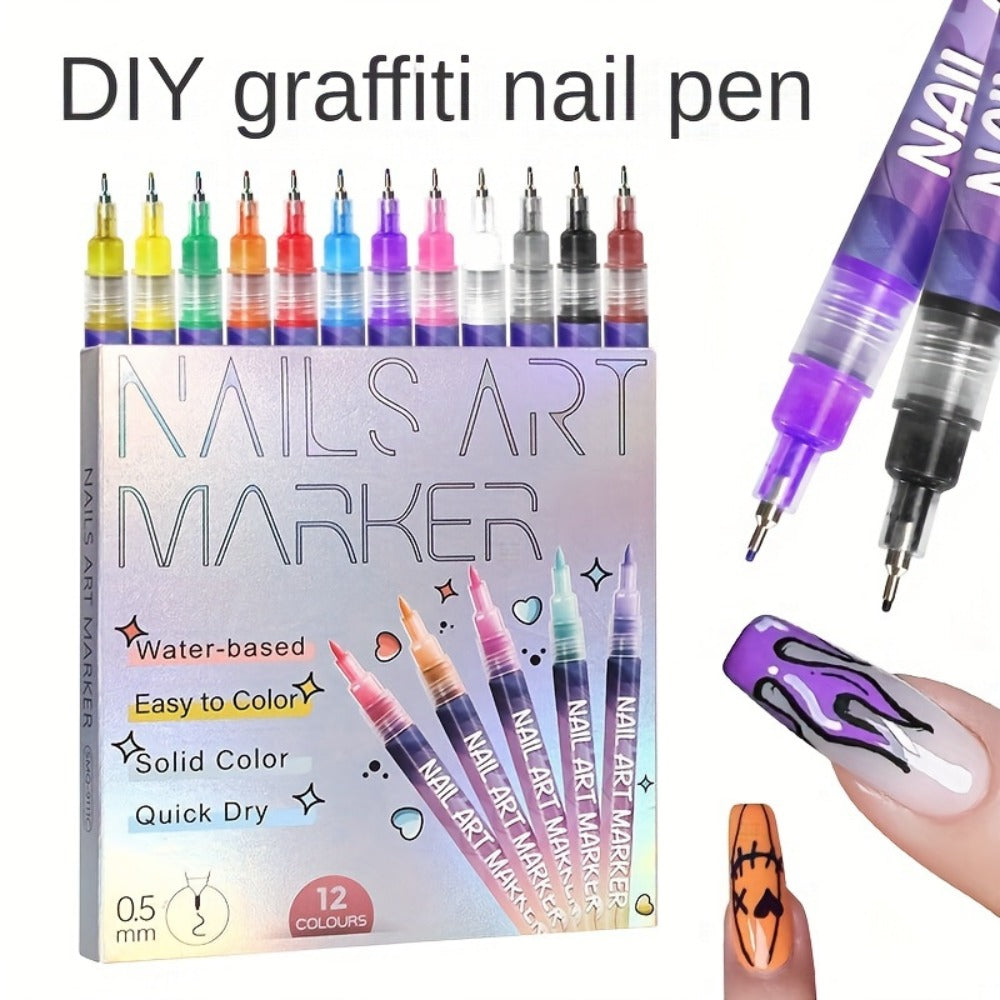 Acrylic Nail Art Pen Set 12 Colors 3D Doodle & Dot Stitching Pens – Quick Drying Precision Fine Tip for Professional Home Salon Nail Design, Long Lasting Vibrant Pigment - product image 13