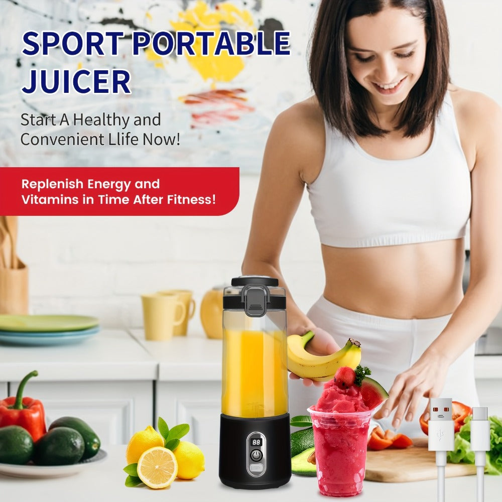 Portable Smoothie Blender USB-C Fast Charge 6-Blade Stainless Steel – Digital Timer Battery Display High-Speed Ice Crush No-Spill Lid | Protein Shake Gym Travel Blender in Black Pi - product image 22
