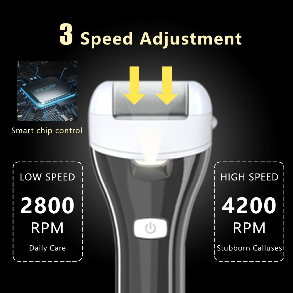Electric Foot File 14-in-1 Rechargeable Pedicure Kit 3 Roller Heads Dead Skin Callus Remover Portable Foot Scrubber Professional Foot Care Tool for Women Men Black White Silver - product image 9