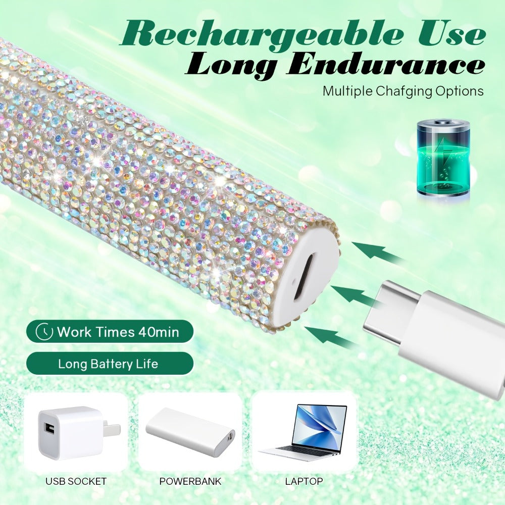 Handheld LED Nail Lamp USB Rechargeable with LCD Display Quick-Dry Gel Polish Curer - Portable Nail Dryer for Fingers & Toes Home Salon Manicure Pedicure, Silvery Diamond Design fo - product image 2