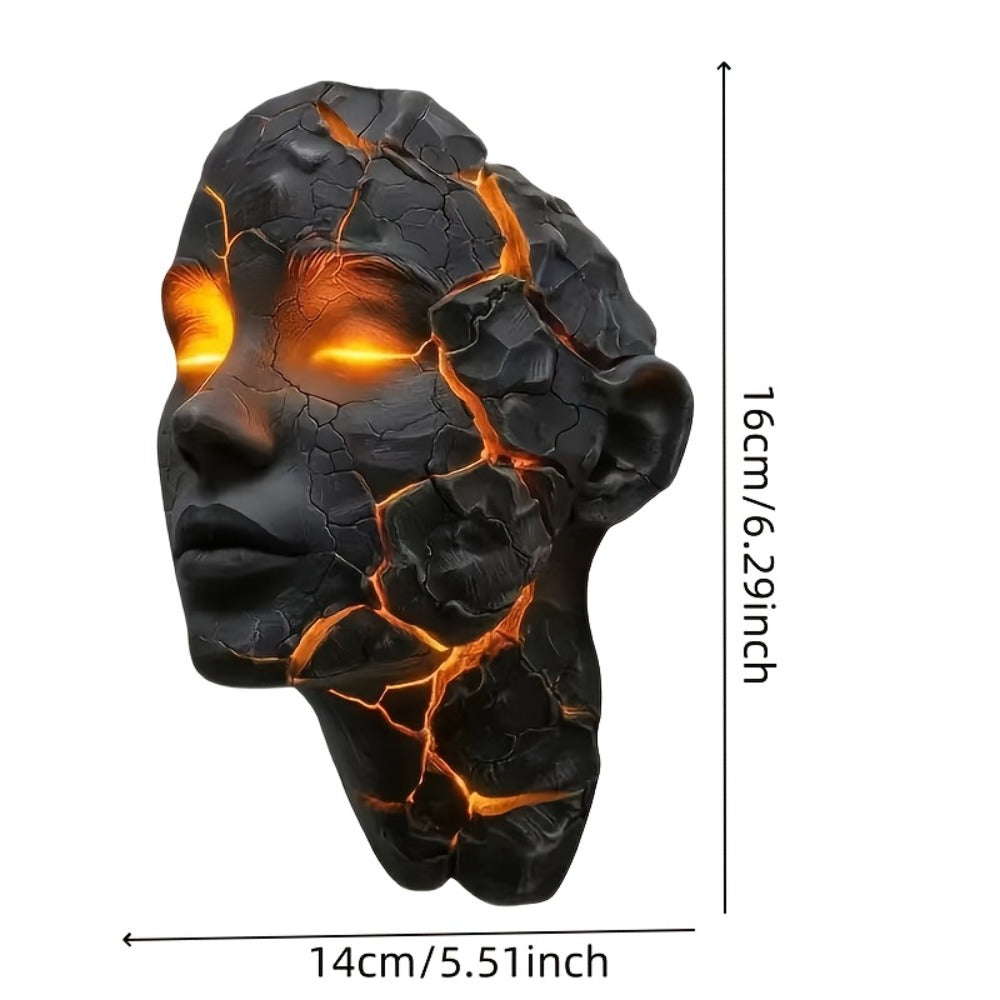 3D Shattered Soul Wall Lamp – LED Night Light Cracked Face Phantom Effect USB Powered Resin Wall Light for Bedroom Living Room Bar Cafe Home Decor, Easy Install Gothic Aesthetic At - product image 4