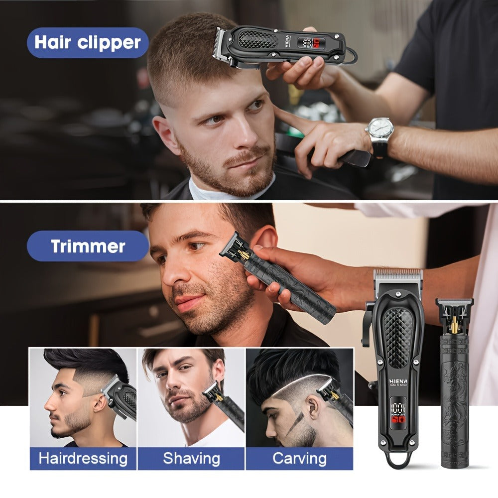 Men's Grooming Kit Hair Clipper Set USB Rechargeable LCD Display - Professional Clipper Razor T-Blade Trimmer 8 Guide Combs & Apron Complete Home Barber Kit Gold Black Gift for Men - product image 12