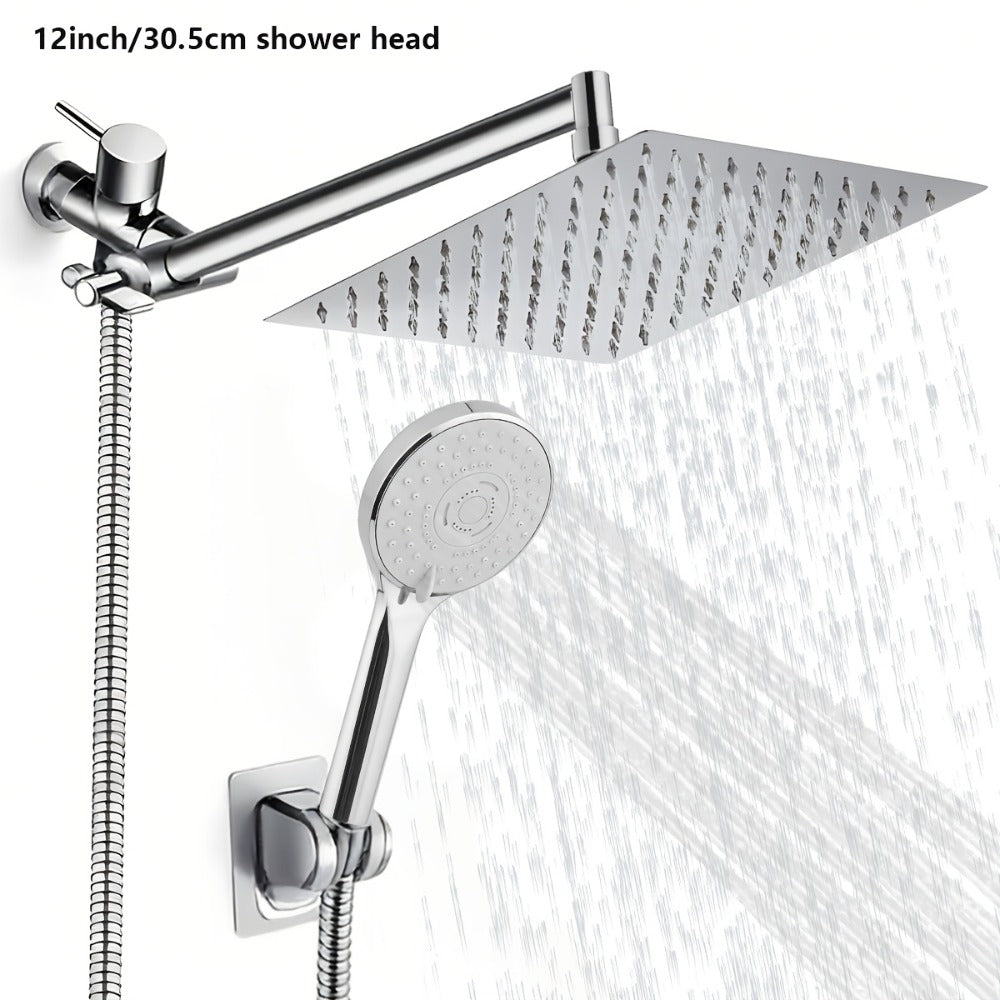 High Pressure Rainfall Shower Head Combo with Handheld Spray – 9 Spray Settings, 180° Adjustable Bracket, Stainless Steel Hose, Anti-Clog Nozzles, Modern Bathroom Shower System - product image 3