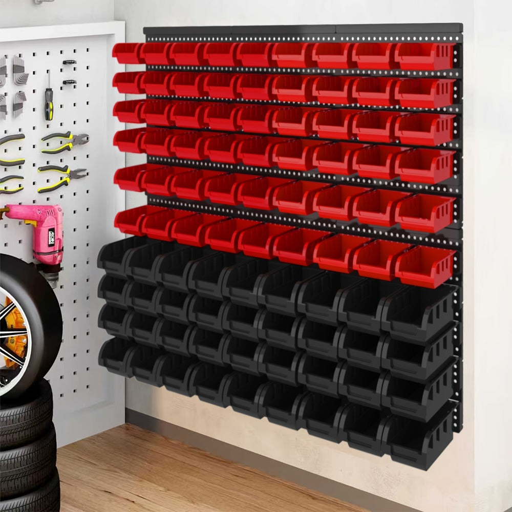 Wall Mounted Storage Bin Rack System – Heavy Duty Small Parts Organizer for Screws, Nuts, Bolts & Nails | Stackable Garage Workshop Tool Storage Rack | 30/60/90 Bins Hardware Organ - product image 12