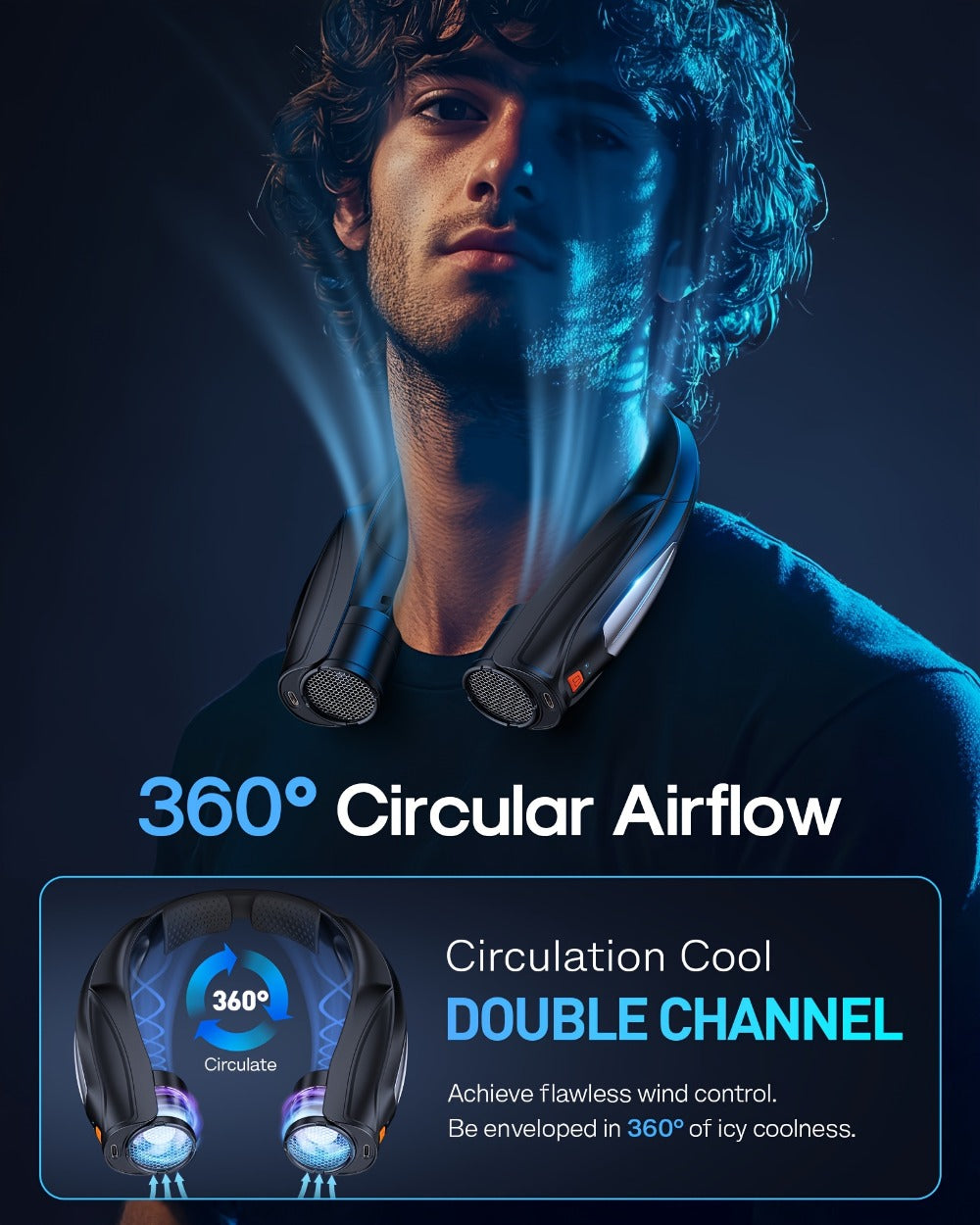 Neck Fan Wearable Bladeless Neckband Fan 3000mAh Dual Battery 6 to 20 Hours Battery Life Dual Wind Speeds Super Quiet Brushless Motor USB Charging Soft Silicone Strap for Work Trav - product image 14