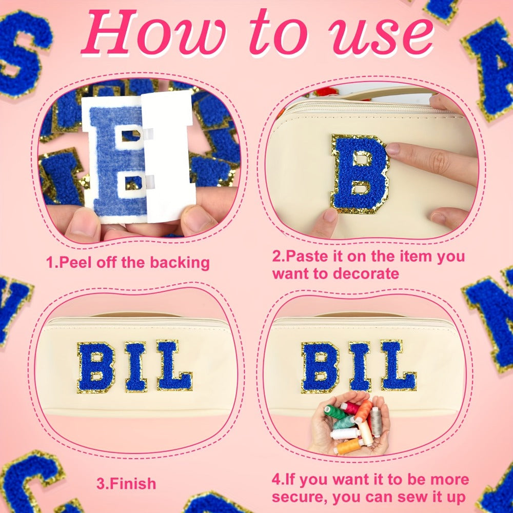 Embroidered Alphabet Applique Stickers for Clothes Bags Hats Phone Cases, DIY Craft Personalized Patch Set Gift for Teens & Kids – Chenille Letter Patches Self - product image 10