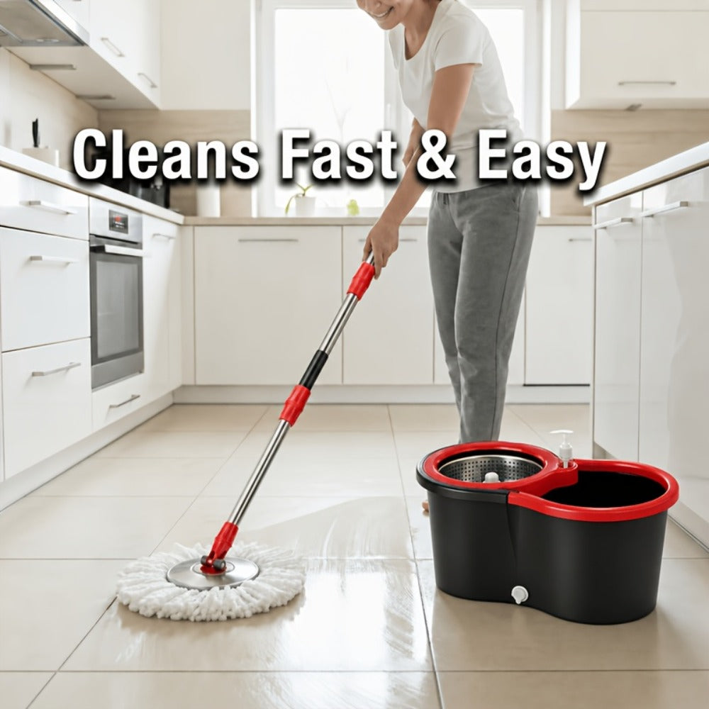 Spin Mop and Bucket Set 360° with 4 Microfiber Mop Heads – Wringer Bucket Floor Cleaning Kit for Hardwood Tile Laminate – Spinning Mop System Home Kitchen - product image 9