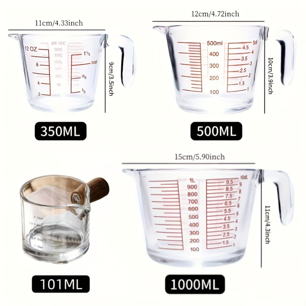 Tempered Glass Measuring Cup Set with Coffee Cups, Borosilicate Glass Liquid Measuring Cups for Kitchen Baking Cooking, Dishwasher Safe, 4PCs or 9PCs - product image 4