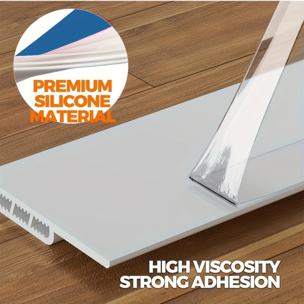 Door Draft Stopper 2pcs Silicone Weather Stripping 37" Under Door Seal Strip with Strong Adhesive – Noise Reduction, Energy Saving, Easy Install for Interior & Exterior Doors, Brow - product image 2
