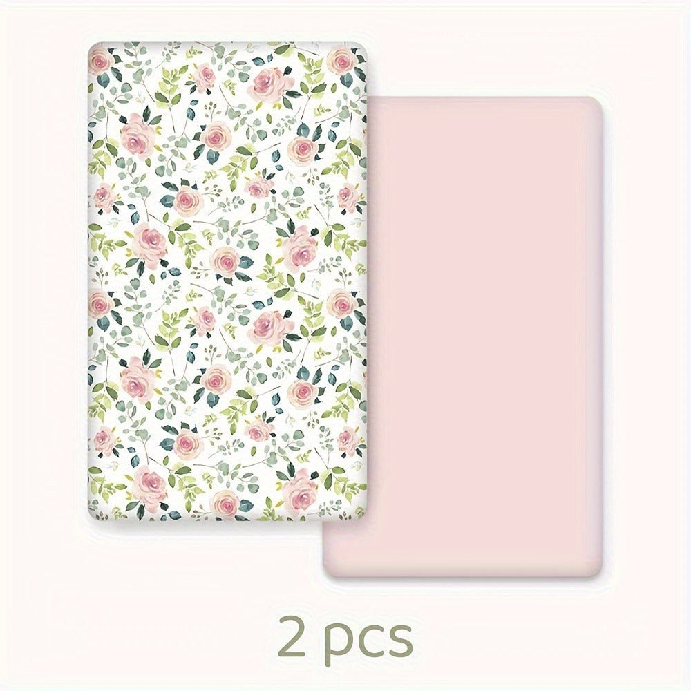 Fitted Sheet 2 Pack Super Soft Microfiber Mattress Cover Cute Animal Flower Pattern Pink Flower Whale Deer Home Travel Machine Washable Unisex Christmas Gift - product image 3