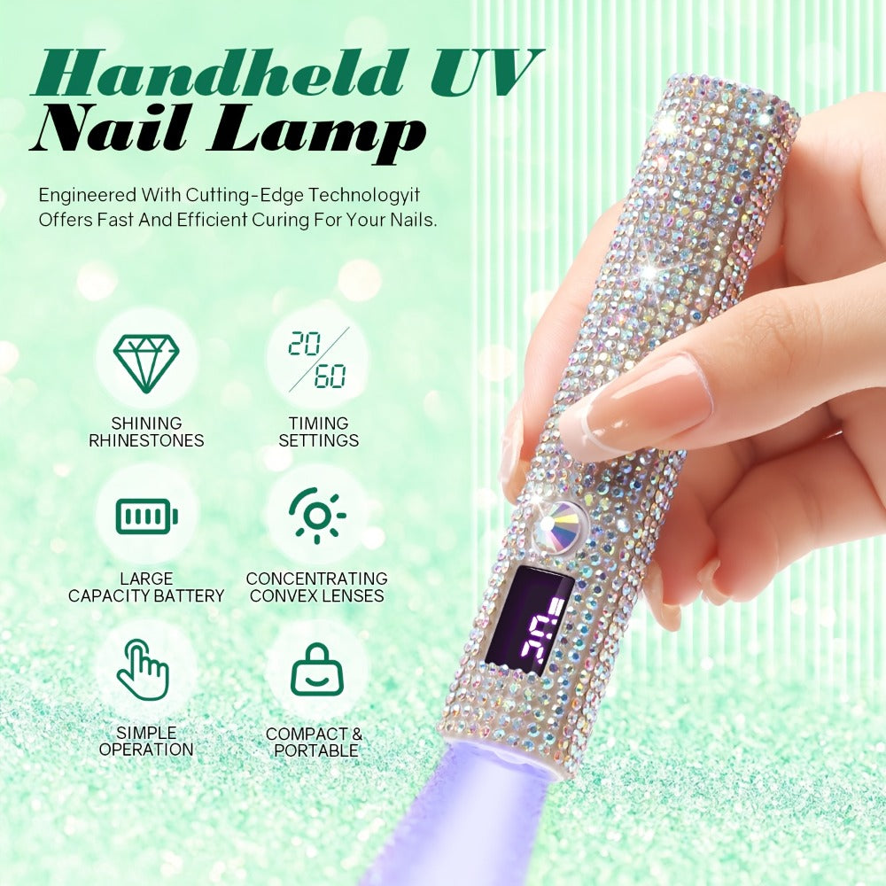 Handheld LED Nail Lamp USB Rechargeable with LCD Display Quick-Dry Gel Polish Curer - Portable Nail Dryer for Fingers & Toes Home Salon Manicure Pedicure, Silvery Diamond Design fo - product image 6
