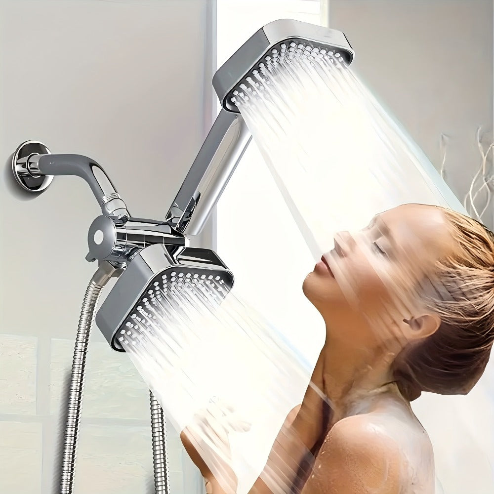 2-in-1 High Pressure Handheld Shower Head Set with Rain Showerhead – Long Hose T-Valve ABS Wall Mount Bathroom Upgrade - product image 5