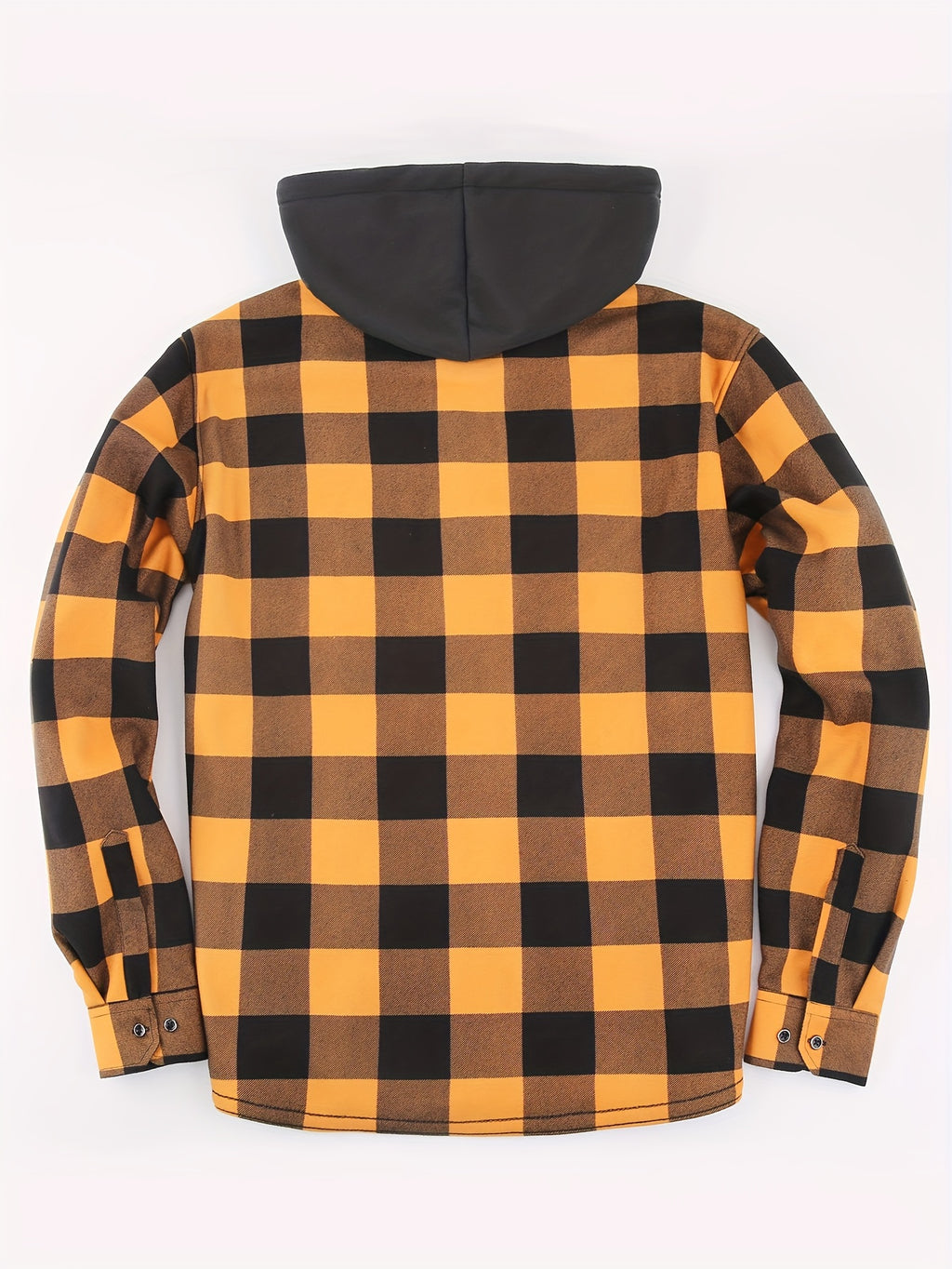 Men's Plaid Hoodie - Casual Long Sleeve Polyester 100% with Button Detail, Regular Fit, Slight Stretch, Woven Placket - Autumn and Winter Warm Leisure Sports - product image 4