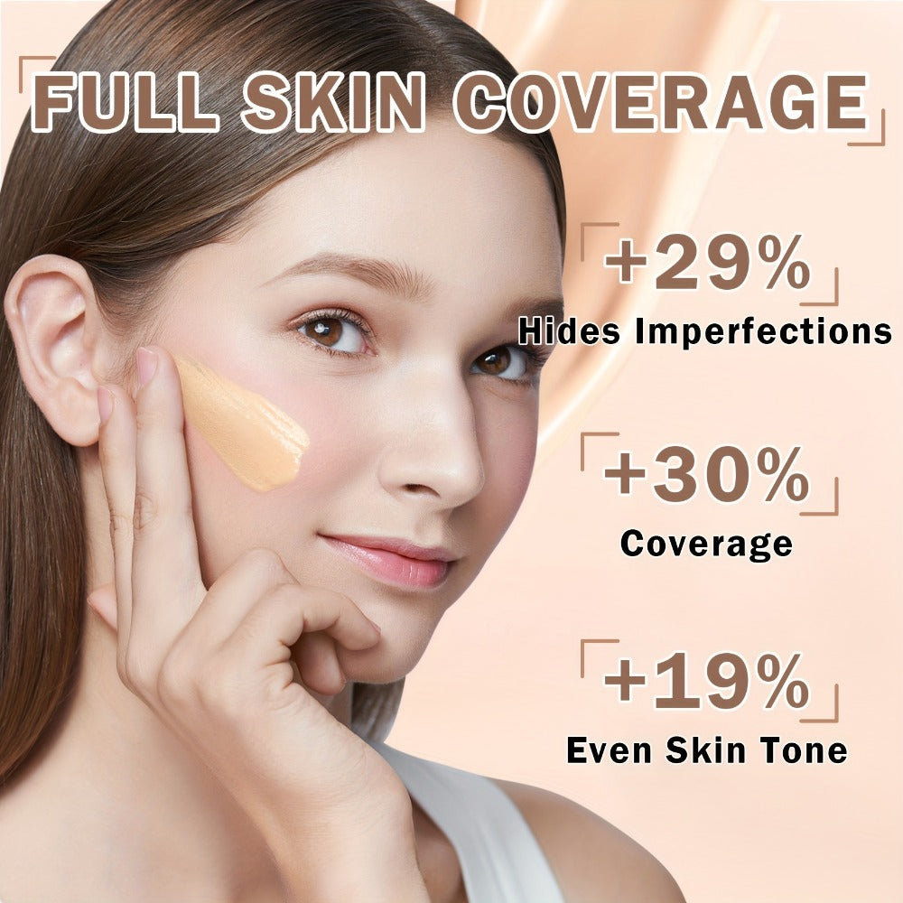 Full Coverage Liquid Foundation Makeup Long Lasting Matte Finish Buildable Formula for Mature Dry Skin Natural Beige Nude Shades Women Face Cosmetics Daily Office Gift - product image 3