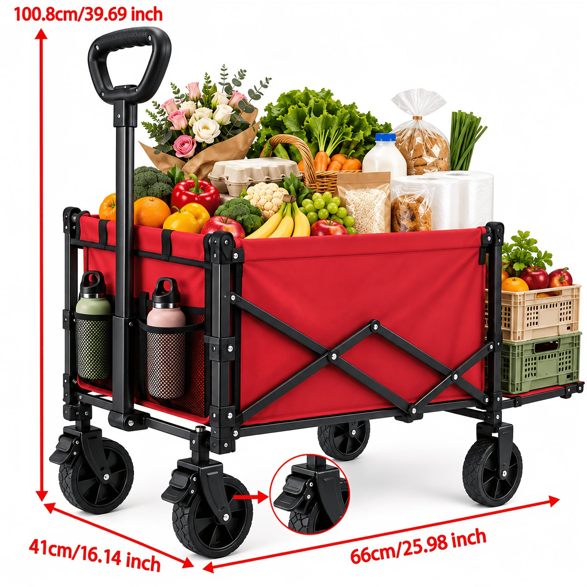 Heavy Duty Foldable Handcart, Multifunctional Handcart, High Carbon Steel Bracket, Equipped with All-Terrain Universal Wheels, Portable Garden Handcart - product image 11