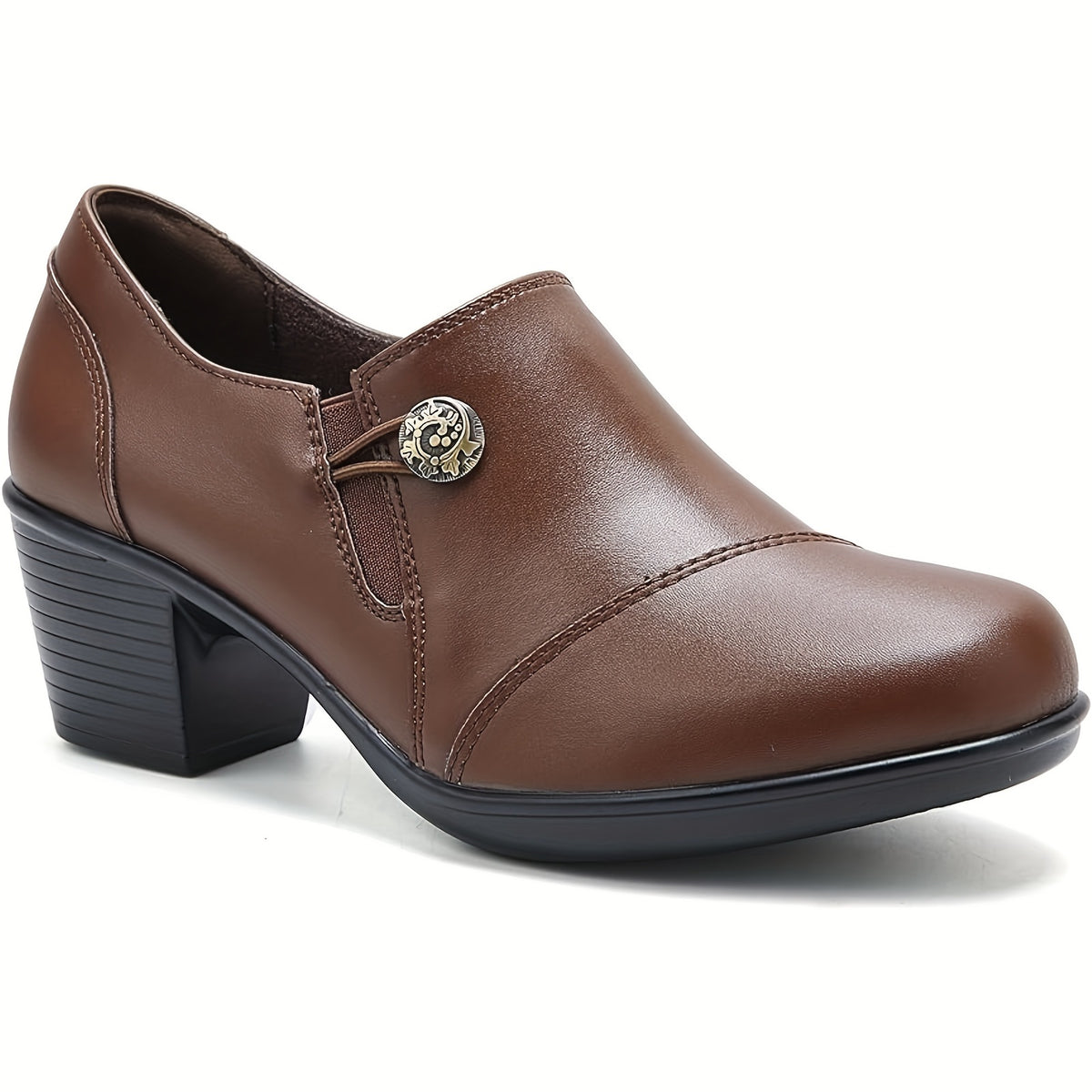 Women's 1pc Loafers, Comfortable Zipper, Thick Heels, High Heels, Casual Office Work, Formal Shoes, Women Shoes - product image 2