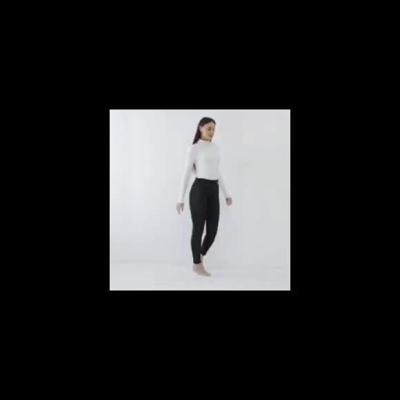 1 Pair Women's High-Waisted Thermal Long Pants, Elastic Warmth with Stretch Waistband Detail, Solid Color, Fabric, Autumn/Winter Collection