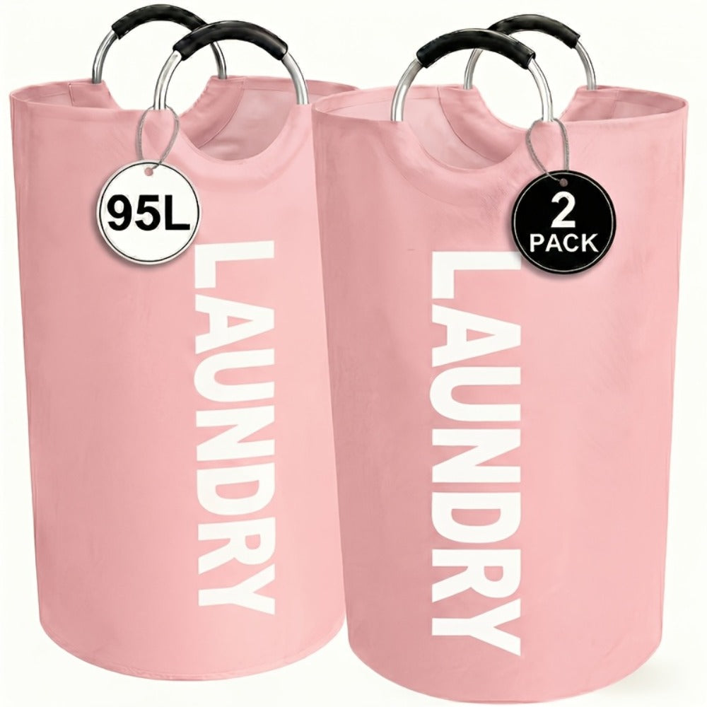 Laundry Basket 2pcs Large Foldable 25.1 Gallon, Collapsible Elevated Hamper with Half-Ring Handles for Bedroom, Bathroom & Laundry Room, Multiple Color Options - product image 11