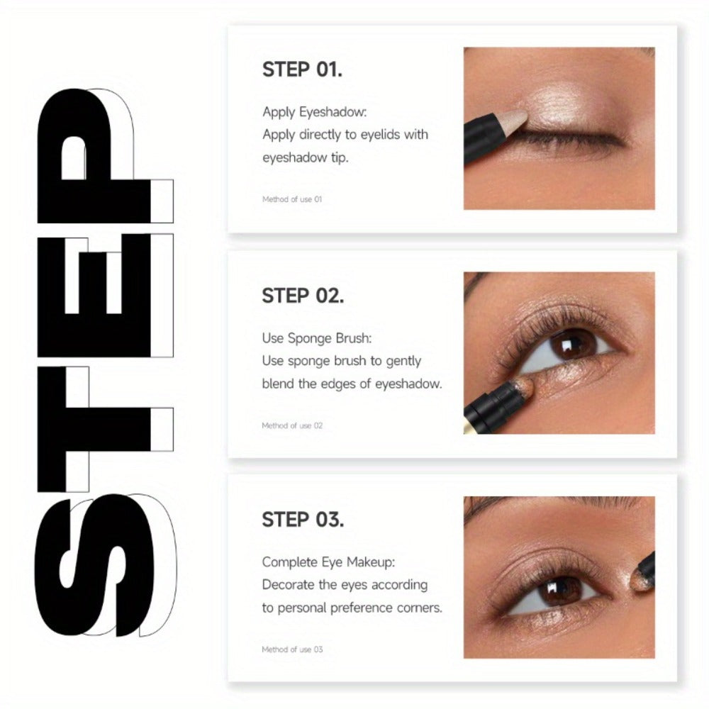 Metallic Eyeshadow Stick Set 9pcs Waterproof Long-Lasting Eye Makeup Kit — Shimmer Crayon Eye Brightener Highlighter & Eyeliner Pen with Brush, Women Beauty Gift - product image 4