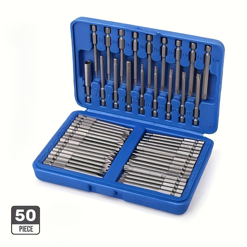 Magnetic Screwdriver Bits Set 50pcs – 75mm Extended Security Bits, 1/4" Hex Shank, Torx Star Hex Spline, for Power Drills & Hand Screwdrivers - product image 10